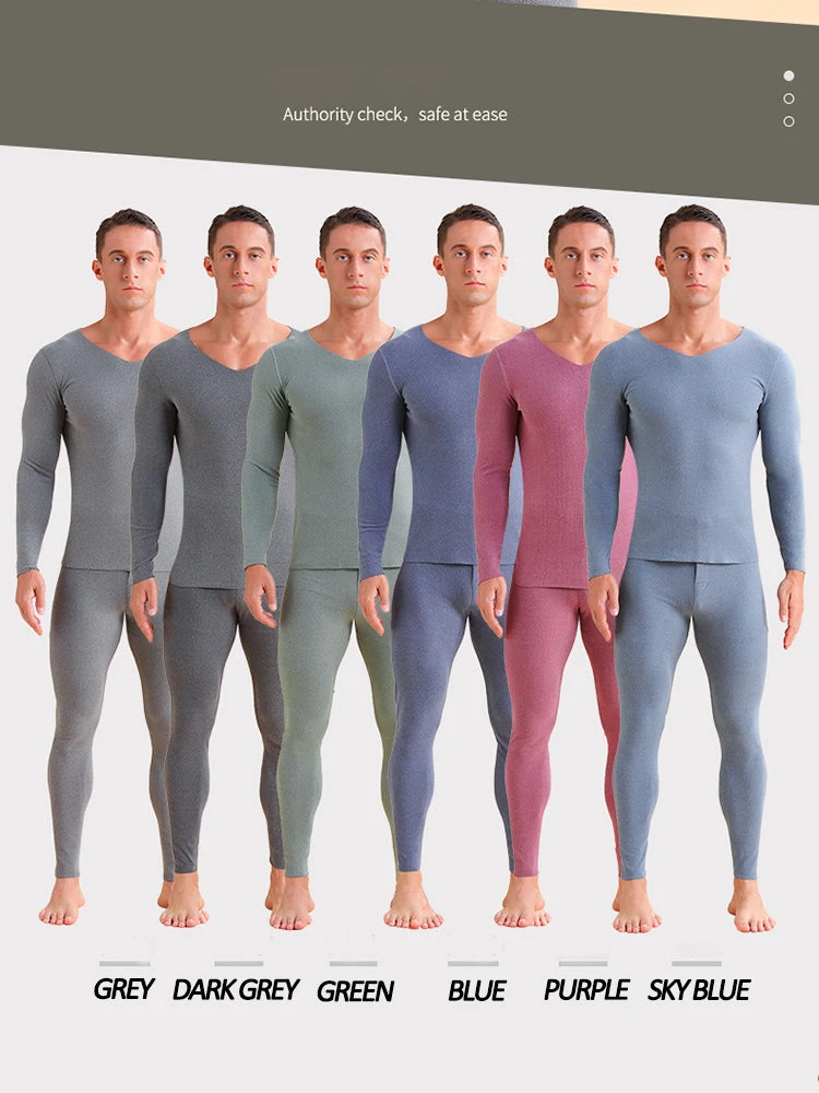 Men's V-neck Fleece Thermal Underwear Set(Mens V Neck Fleece Thermal Underwear Set) 2 Men's V-neck Fleece Thermal Underwear Set(Mens V Neck Fleece Thermal Underwear Set) - Image 2