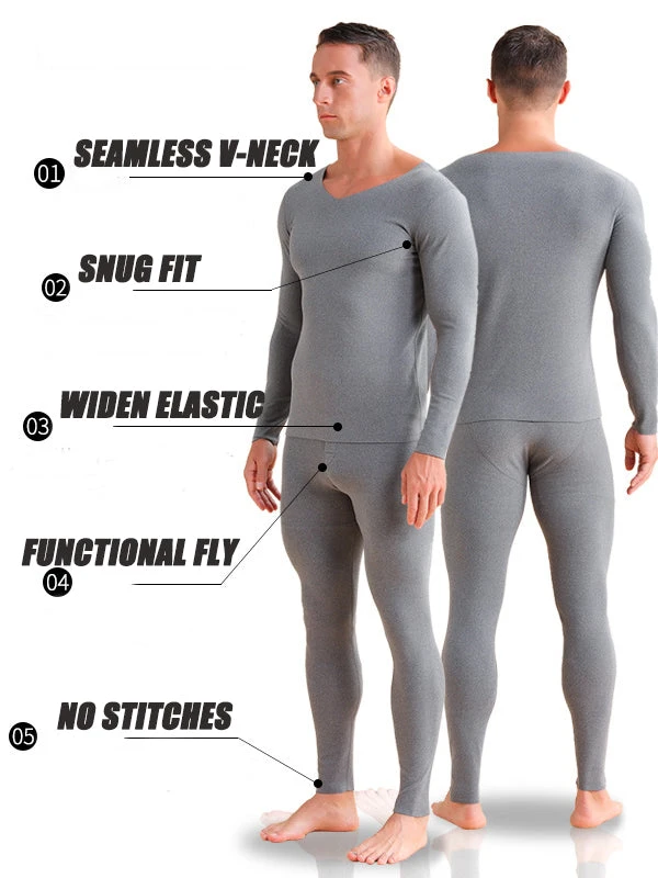 Men's V-neck Fleece Thermal Underwear Set(Mens V Neck Fleece Thermal Underwear Set) 3 Men's V-neck Fleece Thermal Underwear Set(Mens V Neck Fleece Thermal Underwear Set) - Image 3