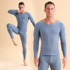 Men's V-neck Fleece Thermal Underwear Set(Mens V Neck Fleece Thermal Underwear Set) 28 Men's V-neck Fleece Thermal Underwear Set(Mens V Neck Fleece Thermal Underwear Set) -Mr Saker O1CN01ZyXbdr2EFyoWrnIro 2207734078716 0 cib