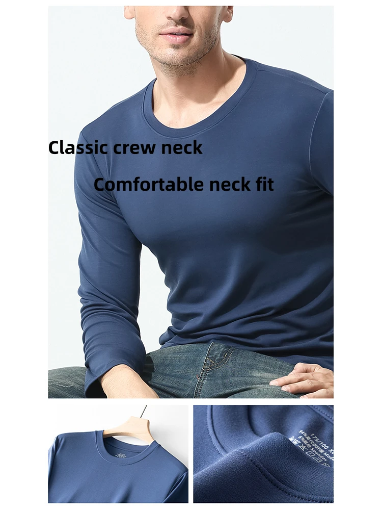 Men's Double-sided Modal Long-sleeved Solid Color T-shirt(Mens Double Sided Modal Long Sleeved Solid Color T Shirt) 9 Men's Double-sided Modal Long-sleeved Solid Color T-shirt(Mens Double Sided Modal Long Sleeved Solid Color T Shirt) - Image 9