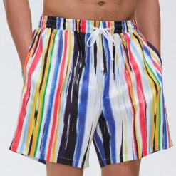 Men Graffiti Stripe Shorts Quick Drying Shorts(Men Graffiti Stripe Shorts Quick Drying Shorts) -Mr Saker acdc894fc4565ebdfe151e7543c82ae1