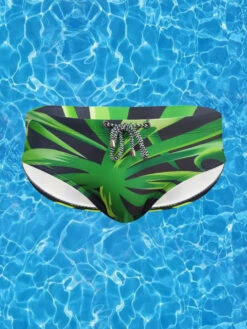 Men's Green Leaf Print Beach Bikini(Mens Green Leaf Print Beach Bikini)