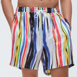 Men Graffiti Stripe Shorts Quick Drying Shorts(Men Graffiti Stripe Shorts Quick Drying Shorts) -Mr Saker b380296636b41280972cf6978abdb987