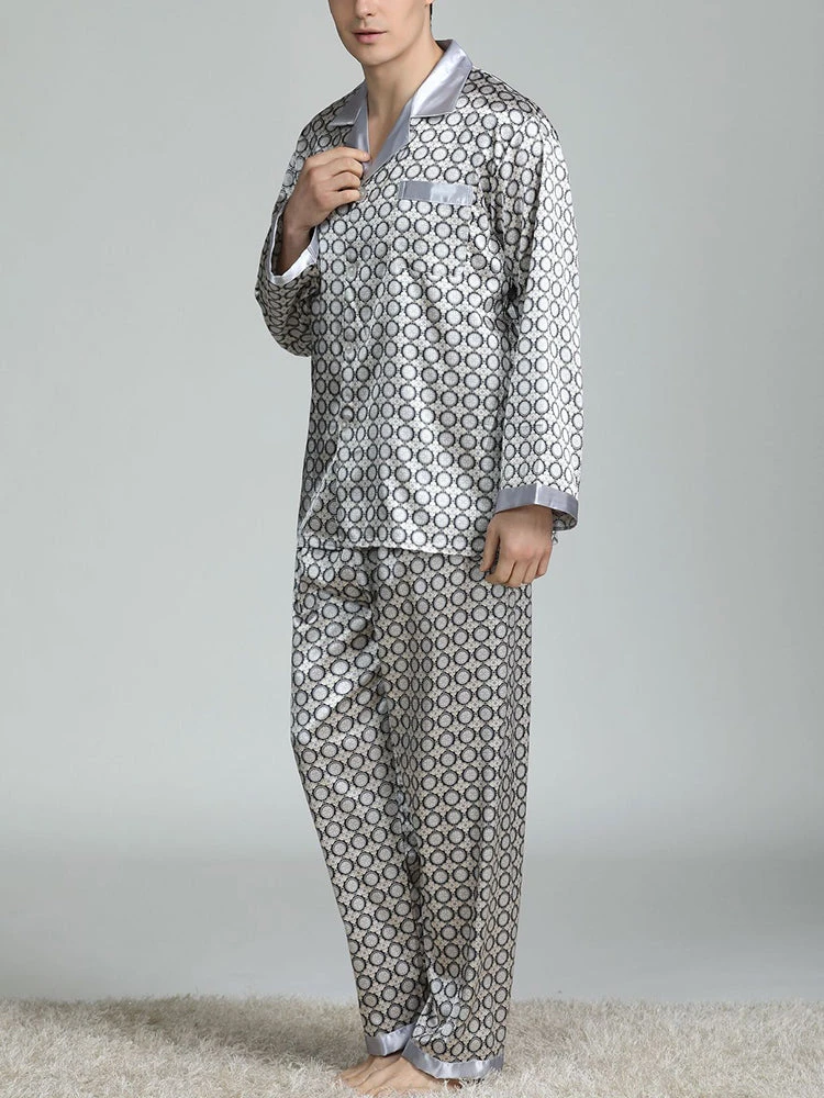 Men's Print Sleepwear Silk Satin Pajamas Set(Mens Print Sleepwear Silk Satin Pajamas Set) 16 Men's Print Sleepwear Silk Satin Pajamas Set(Mens Print Sleepwear Silk Satin Pajamas Set) - Image 16