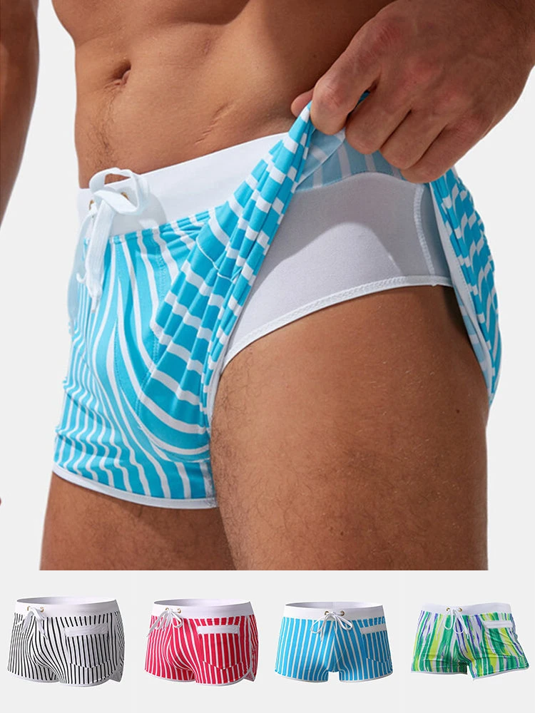 Mens Striped Quick Dry Lining Swim Trunks(Mens Striped Quick Dry Lining Swim Trunks) 4 Mens Striped Quick Dry Lining Swim Trunks(Mens Striped Quick Dry Lining Swim Trunks) - Image 4