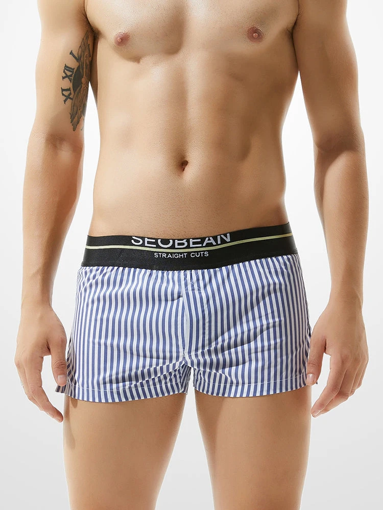 Mens 100% Cotton Striped Loose Home Boxer Shorts(Mens 100 Cotton Striped Loose Home Boxer Shorts) 2 Mens 100% Cotton Striped Loose Home Boxer Shorts(Mens 100 Cotton Striped Loose Home Boxer Shorts) - Image 2