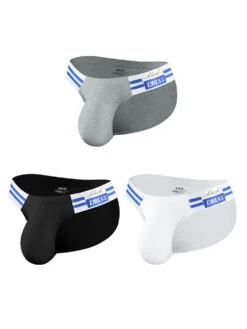 2-pack Men's High-cut Cotton Navy Striped Stretch Briefs(2 Pack Mens High Cut Cotton Navy Striped Stretch Briefs)