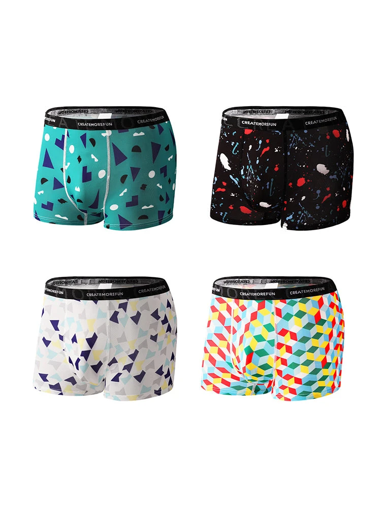 4 Pack Men's Mid-Rise Lightweight Printed Seamless Comfort Trunks(4 Pack Mens Mid Rise Lightweight Printed Seamless Comfort Trunks) 15 4 Pack Men's Mid-Rise Lightweight Printed Seamless Comfort Trunks(4 Pack Mens Mid Rise Lightweight Printed Seamless Comfort Trunks) - Image 15