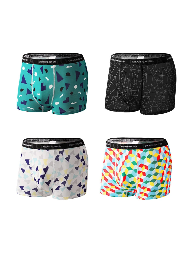 4 Pack Men's Mid-Rise Lightweight Printed Seamless Comfort Trunks(4 Pack Mens Mid Rise Lightweight Printed Seamless Comfort Trunks) 16 4 Pack Men's Mid-Rise Lightweight Printed Seamless Comfort Trunks(4 Pack Mens Mid Rise Lightweight Printed Seamless Comfort Trunks) - Image 16