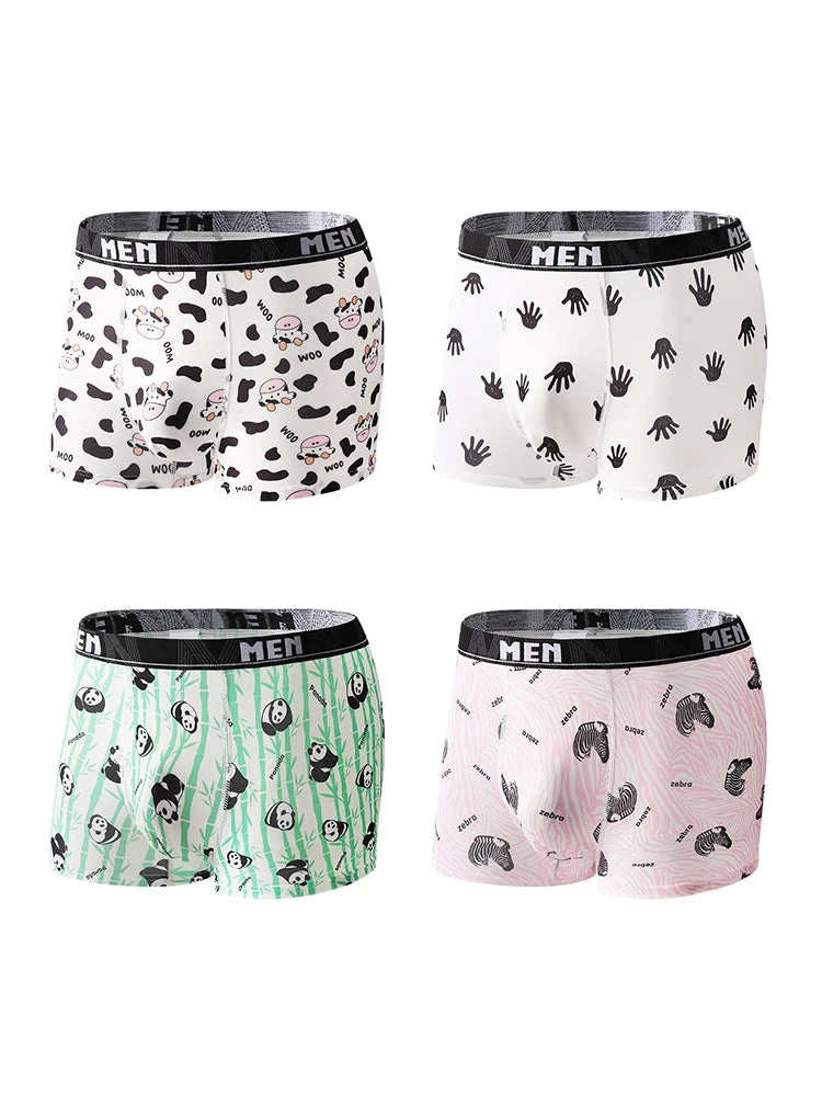 4-Pack Men's Trendy Print Ice Silk Mid-Rise Trunks(4 Pack Mens Trendy Print Ice Silk Mid Rise Trunks) 18 4-Pack Men's Trendy Print Ice Silk Mid-Rise Trunks(4 Pack Mens Trendy Print Ice Silk Mid Rise Trunks) - Image 18