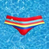 Mens Quick-drying Stripes Swim Briefs(Mens Quick Drying Stripes Swim Briefs)