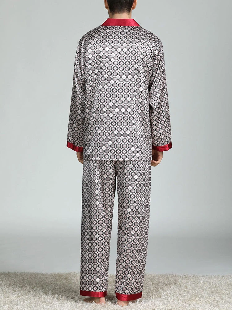 Men's Print Sleepwear Silk Satin Pajamas Set(Mens Print Sleepwear Silk Satin Pajamas Set) 14 Men's Print Sleepwear Silk Satin Pajamas Set(Mens Print Sleepwear Silk Satin Pajamas Set) - Image 14