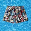 Mens Tropical Print Drawstring Quick Dry Board Shorts(Mens Tropical Print Drawstring Quick Dry Board Shorts)