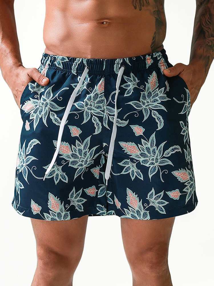 Mens Quick Drying Floral Printed Beach Board Shorts(Mens Quick Drying Floral Printed Beach Board Shorts) 3 Mens Quick Drying Floral Printed Beach Board Shorts(Mens Quick Drying Floral Printed Beach Board Shorts) - Image 3