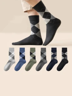5 Pack Men's Simple Textured Crew Socks(5 Pack Mens Simple Textured Crew Socks)