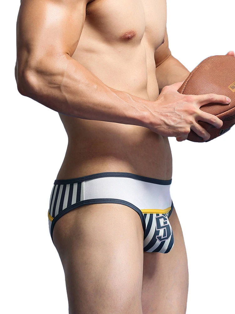 Men's Spliced Striped Mesh Pouch Briefs(Mens Spliced Striped Mesh Pouch Briefs) 3 Men's Spliced Striped Mesh Pouch Briefs(Mens Spliced Striped Mesh Pouch Briefs) - Image 3