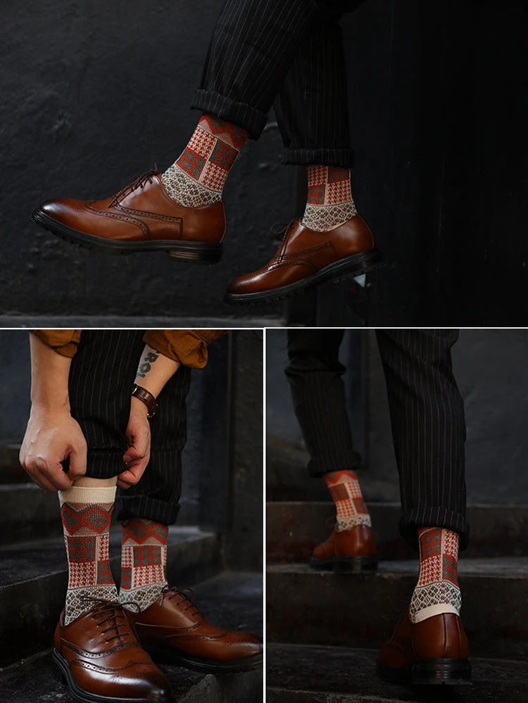 3 Pack Retro Ethnic Jacquard Calf Socks(3 Pack Retro Ethnic Jacquard Calf Socks) 4 3 Pack Retro Ethnic Jacquard Calf Socks(3 Pack Retro Ethnic Jacquard Calf Socks) - Image 4