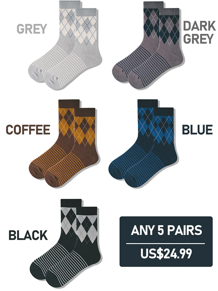 5 Pack Men's Vintage Diamond Socks(5 Pack Mens Vintage Diamond Socks Mrsaker) 19 5 Pack Men's Vintage Diamond Socks(5 Pack Mens Vintage Diamond Socks Mrsaker) - Image 19
