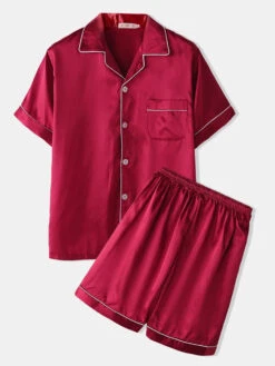 Men's Button Down Satin Pajama Set(Mens Button Down Satin Pajama Set) -Mr Saker vv 612a6a45 07c6 45a9 91b6 530b7d06a525